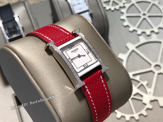 HERMES新款手表 爱马仕最新配色H系列 全手工原厂Epsom皮带女表 gjs1113